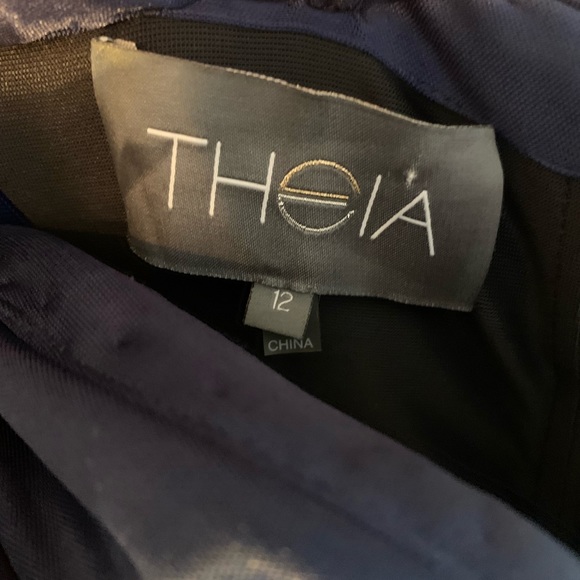 Beautiful Navy Theia Cocktail Dress Size 12 - Picture 2 of 5